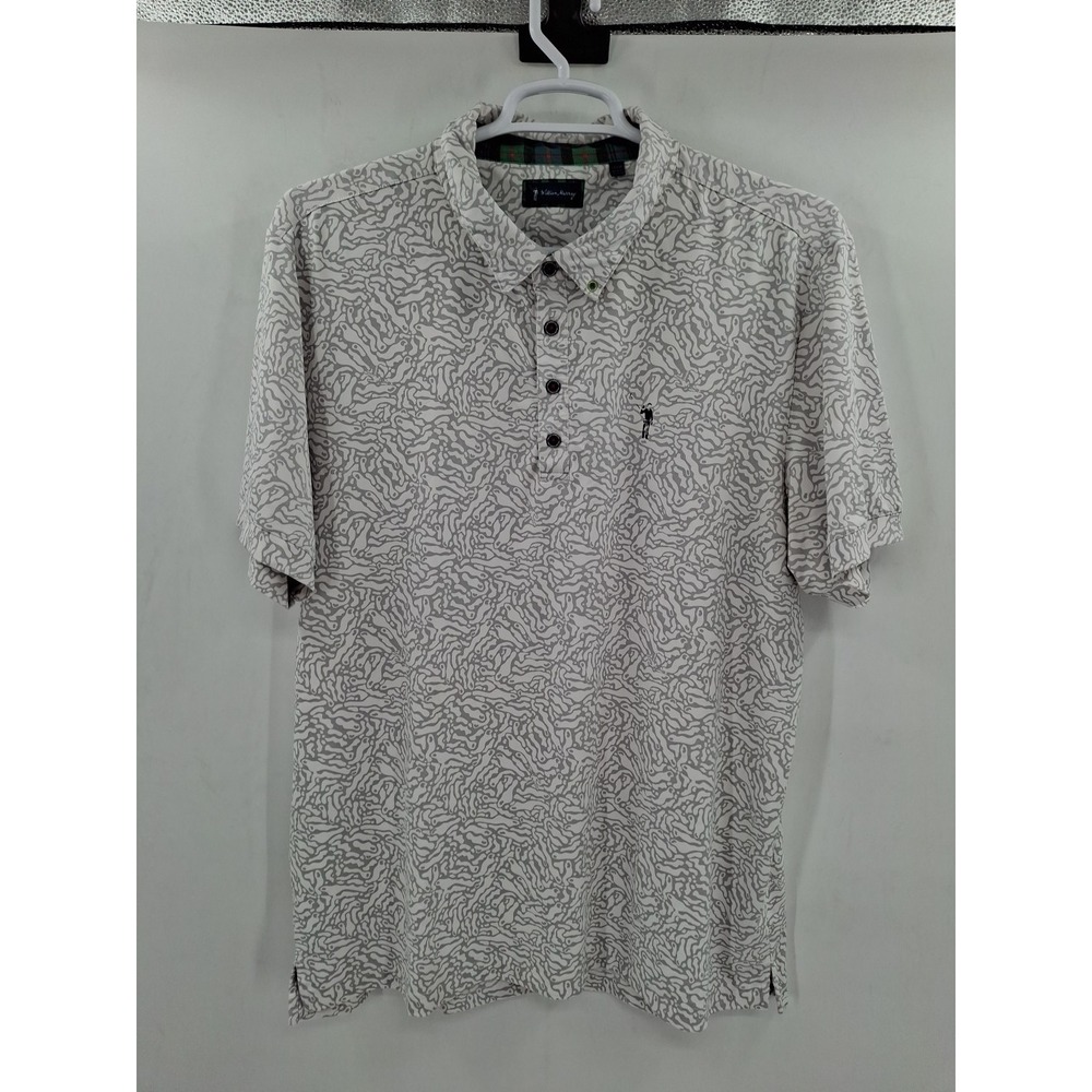 William Murray Golf White & Gray Abstract Print Polo